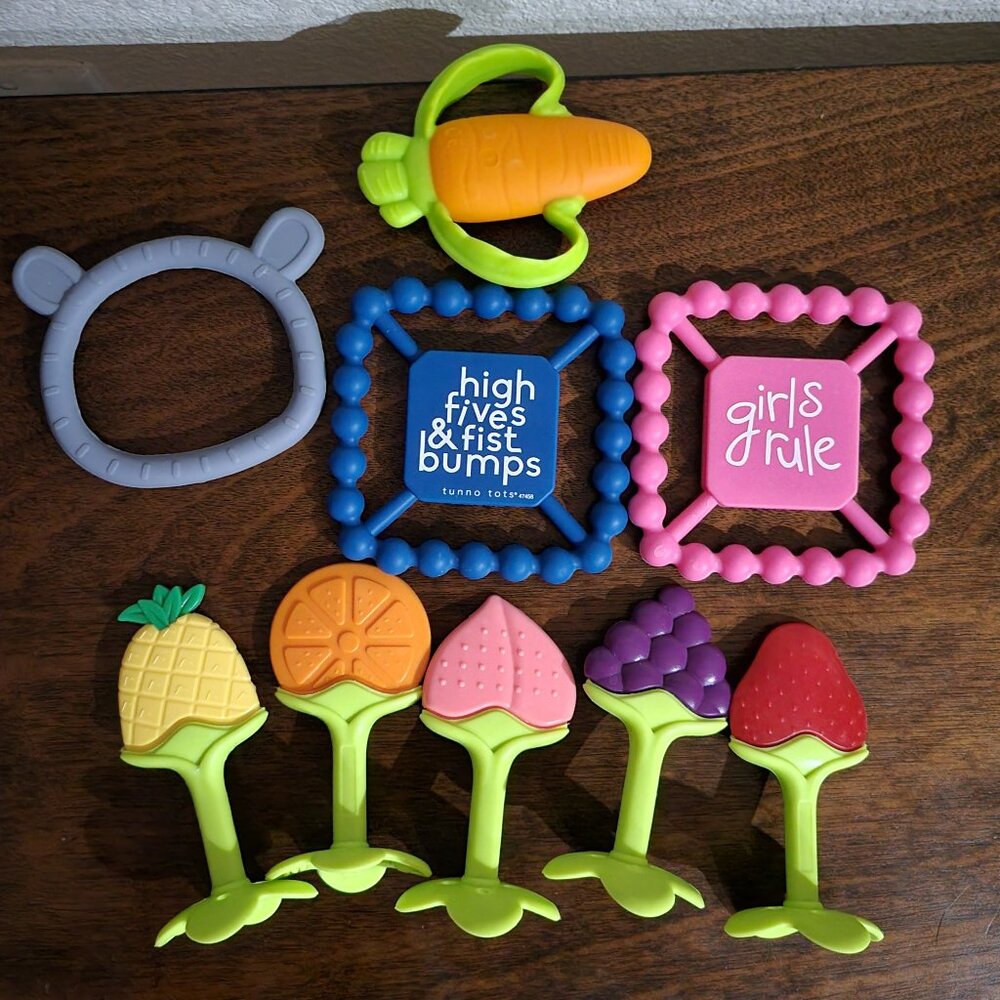 EUC Colorful Assortment 9 Baby Teething Toys Set